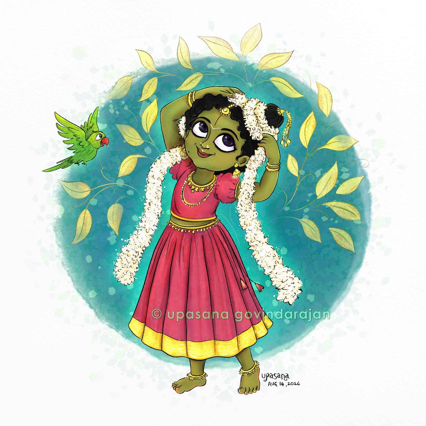 Andal (Kodhai) wears the garland
