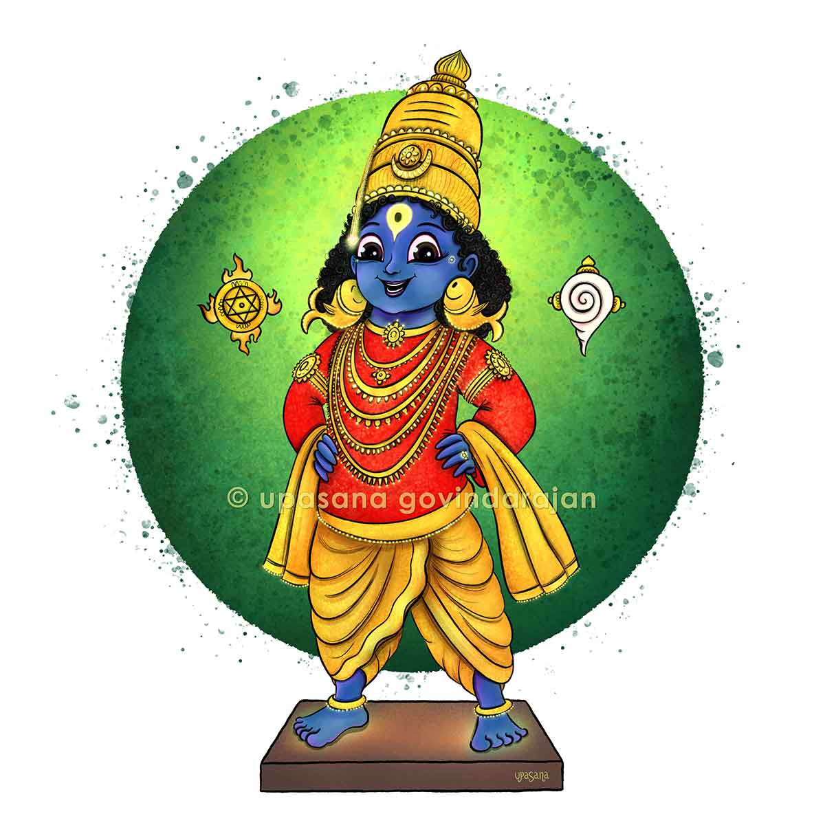 Cute illustration of Vitthala of Pandharpur, spiritual art print perfect for kids room decor