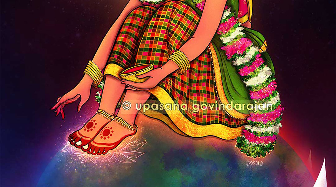 Goda decorates her lotus feet