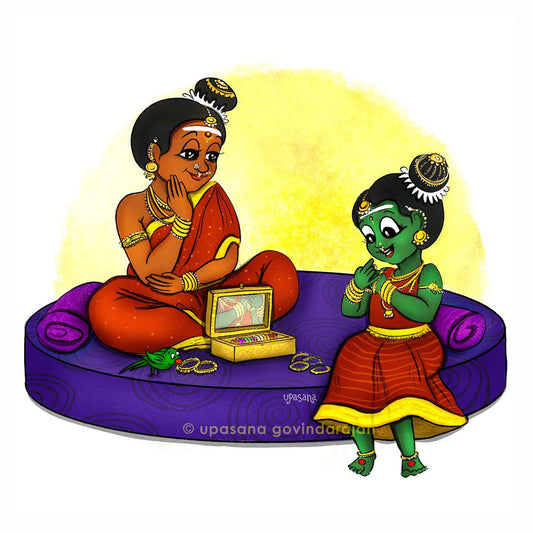 Meenakshi tries on bangles