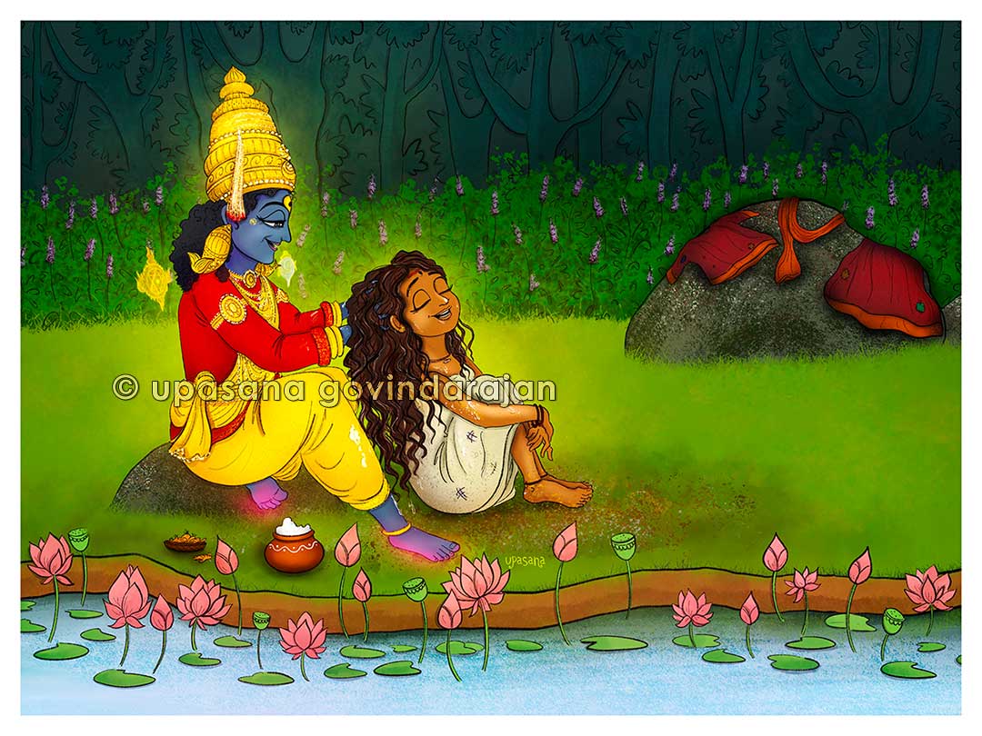 Tulashiche bani - Vitthala helps Janabai with a bath